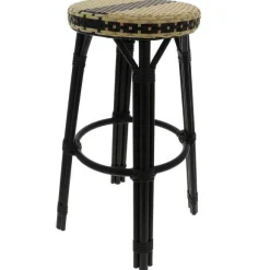 New RETIF Tabouret De Bar D'Ext Rieur Empilable Andorre Assise Tress E Beige/Noir/Ivoire