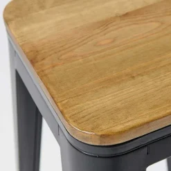Outlet RETIF Tabouret Noir Mat Acier Indus 43X43X76Cm
