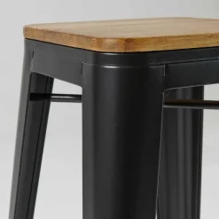 Outlet RETIF Tabouret Noir Mat Acier Indus 43X43X76Cm