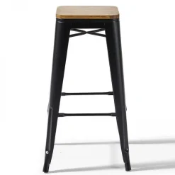 Shop RETIF Tabourets Noir Mat Bois Indus 43X43X76 Cm- Par 4