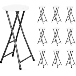 Discount RETIF Tabourets Pliants Pour Mange-Debout Blanc Acier 31X70 Cm- Par 10