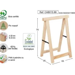 Discount RETIF Tr Teau En Pin Pro 50 De Large Section 50X23Mm