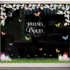 Cheap RETIF Vitrophanie Frises D' Ufs De P Ques Et Fleurs De Cerisier - 70 X 100 Cm