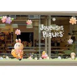 Clearance RETIF Vitrophanie Lapin Et Poussin Trottinette Aquarelle